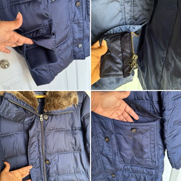 LANDS' END XL (18) Navy Blue Insulated Puffer Coat Parka - Picture 11 of 16